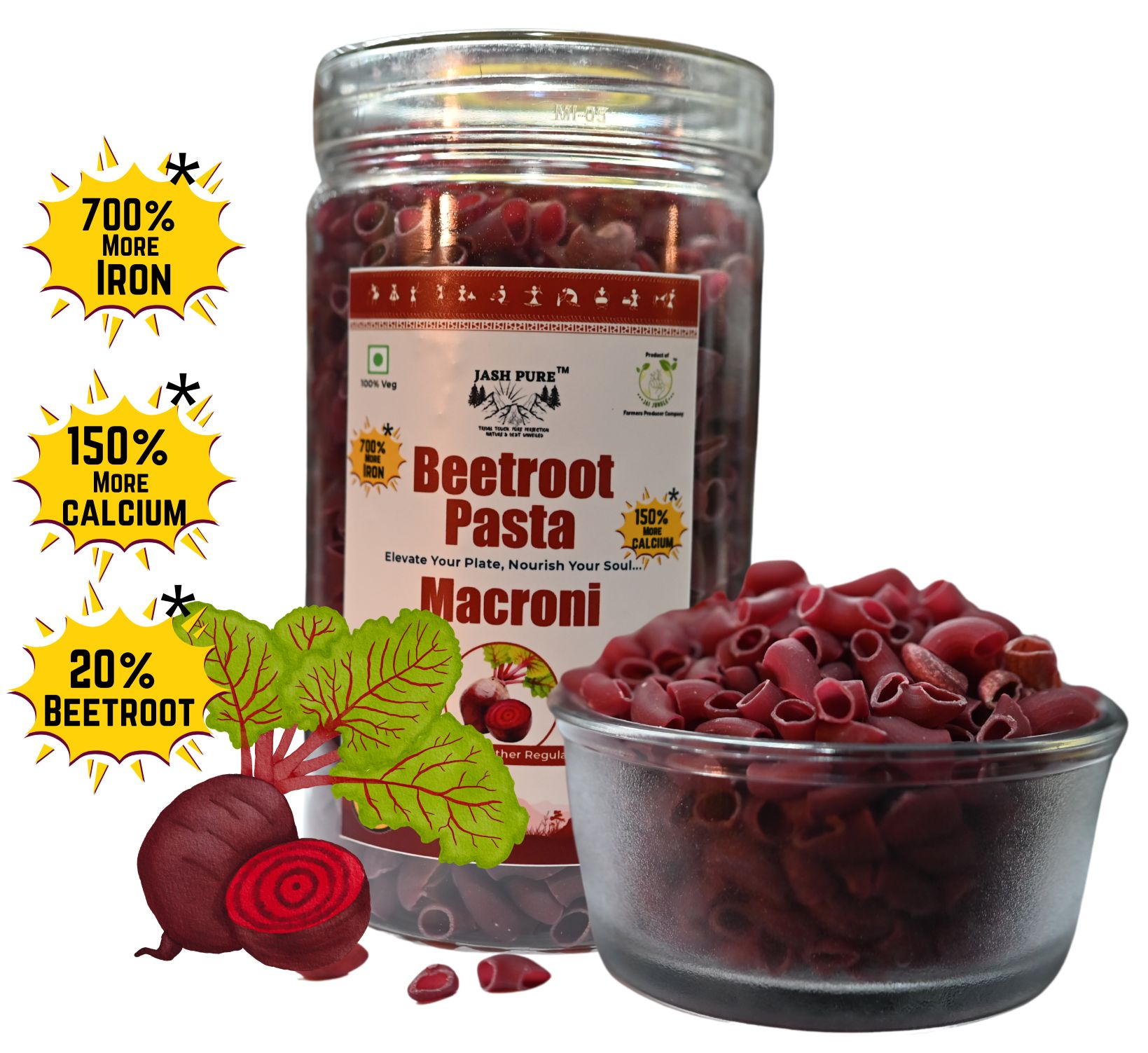 Beetroot Pasta (20% Beetroot, 0% Maida)